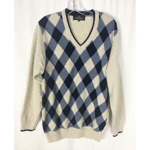 Monte Carlo Mens Vintage Sweater Lambs Wool Blend‎ diamond pattern Size 40